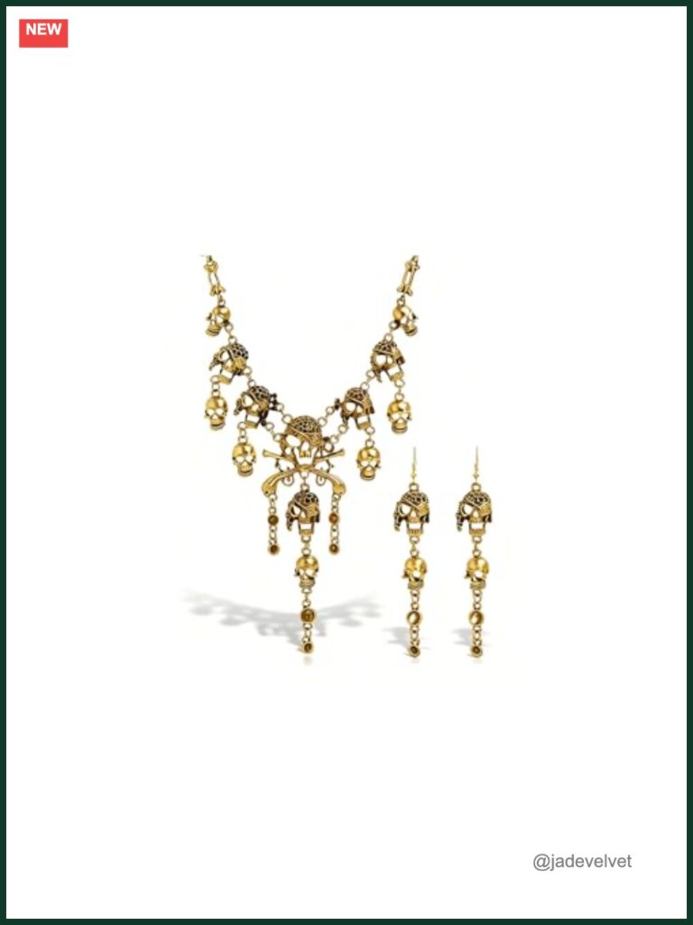 Pirate Skull Necklace Earrings Set Women Halloween Jewelry Costume Accessories